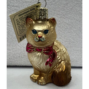 OLD WORLD CHRISTMAS HIMALAYAN KITTY BROWN & WHITE CAT CHRISTMAS ORNAMENT 12089